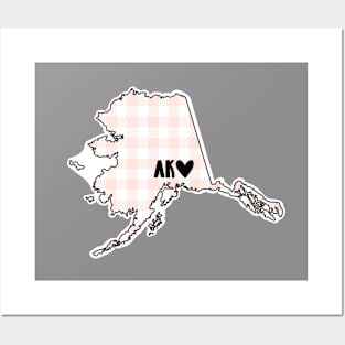 USA States: Alaska (pink plaid) Posters and Art